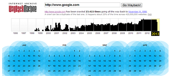 Wayback Machine bei archive.org